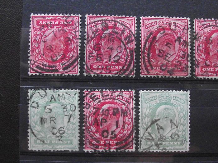 A small collection of used Great Britain stamps with cancellation's mark from Irish Post offices