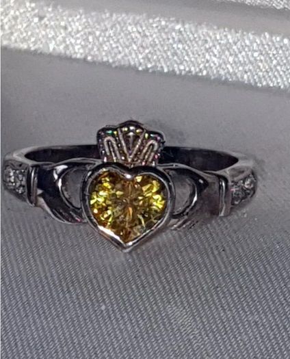 Vintage Sterling Silver Topaz Claddagh Ring