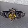Vintage Sterling Silver Topaz Claddagh Ring Image 3