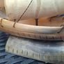 Vintage handmade Bull horn model Sailing Boat Image 6