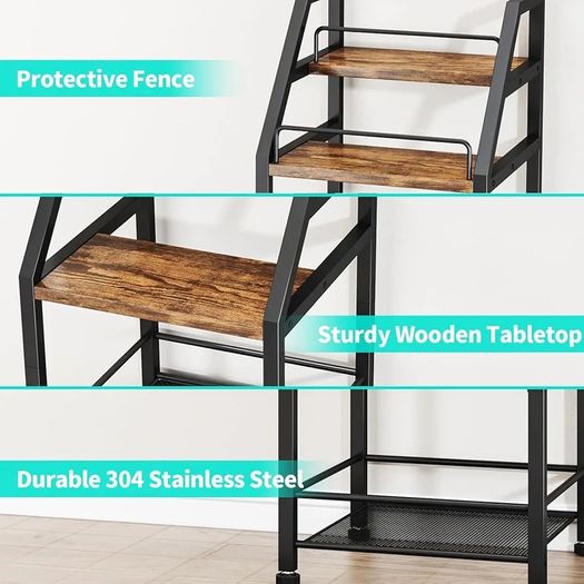 Wine Racks Free Standing- 4-Tier Stepped Drinks Cabinet Home Bar with Fabric Drawer, Wine Cabinet Wine & Glass Organizer, Bar Cabinets for Living Room, Kitchen, or Dining Room