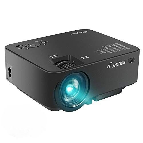 ELEPHAS LED Projector Multimedia LED Mini Video Projector for Home Theater Support 1080P PC Laptop PS4 Phones Xbox and TV Box etc, Black/ Used