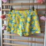 Zara blue & lemon high waisted mediums cotton linen mix Image 9