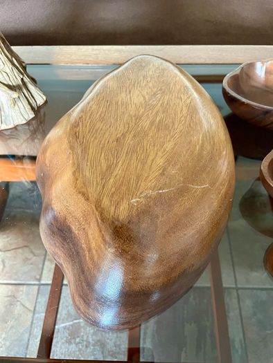 Vintage Carved Acacia Wood Shell Bowl Set 7 Pc Serving Salad Snack Nesting