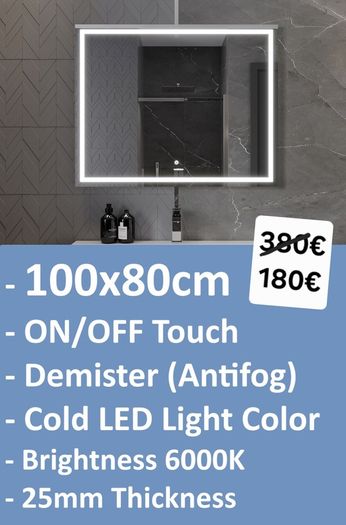 LED Bathroom Mirror Demister Touch Switch