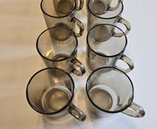 Set of 8 Black Glass Cups