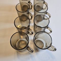 Set of 8 Black Glass Cups