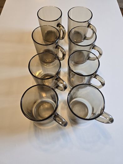 Set of 8 Black Glass Cups