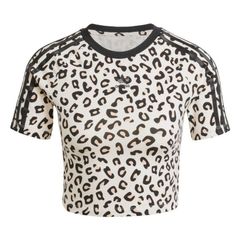 BNWT Adidas animal leopard print crop top t-shirts size XL