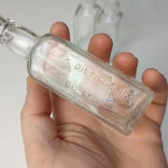 225 - Set of 3 Vintage Cork Distilleries Company Clear Glass Decorative Collectible Whiskey Vodka Bottles
