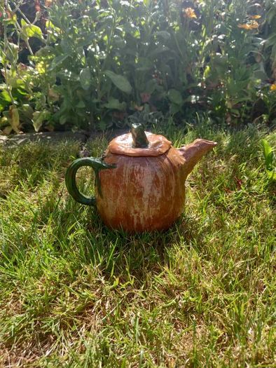 Handmade pumkin ceramic teapot