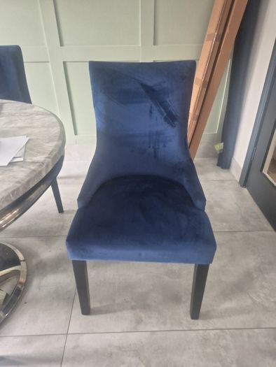 Four Navy Velvet Dining chairs