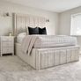 Ottoman Storage Gas Lift Up Winged Bed Frame Velvet Upholstered Double King Size Image 4