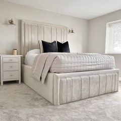 NEW 2025 Milan Wingback Bed with Optional Ottoman Storage
