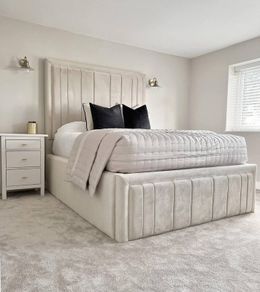 NEW 2025 Milan Wingback Bed with Optional Ottoman Storage