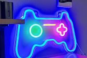 NEW SALE | Dimmable Game Neon Sign, Glass Gaming Neon Light Sign Powered by USB with Switch, Blue Led Light Sign for Bedroom Wall Decor Game Room Party Decoration