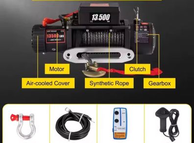 Electric Winch 12v 6tone  24Meter synthetic rope