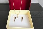 925 Sterling Silver Bar Pendant &amp; Earrings Set