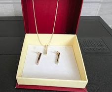 925 Sterling Silver Bar Pendant & Earrings Set