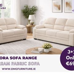 New 3+2 Cream Fabric Sofa On Sale