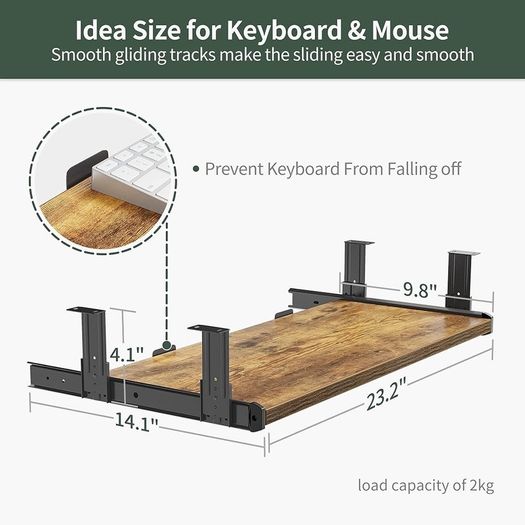 NEW SALE Height Adjustable Electric Standing Desk with Keyboard Tray, 100 x 60 cm Sit Stand up Desk with Splice Board, Black Frame/Rustic Brown Top