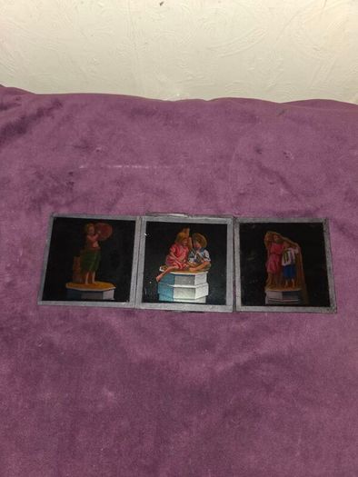 3 Antique Magic Lantern Glass Slides