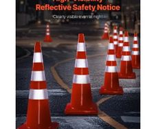 Safety Cones, 6 x 36" Traffic Cones, PVC Orange Construction Cones, Reflective Collars Traffic Cones with Weighted Base Used for Traffic Control, Driveway Road Parking and School Improvement