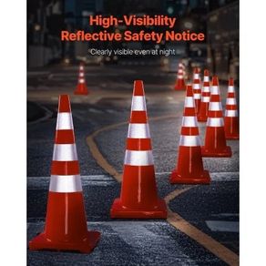 Safety Cones, 6 x 36" Traffic Cones, PVC Orange Construction Cones, Reflective Collars Traffic Cones with Weighted Base Used for Traffic Control, Driveway Road Parking and School Improvement