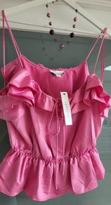 TOPSHOP pink ruffle cami Sz 14 - Bnwt Rrp 40