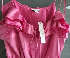 TOPSHOP pink ruffle cami Sz 14 - Bnwt Rrp 40