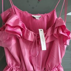 TOPSHOP pink ruffle cami Sz 14 - Bnwt Rrp 40