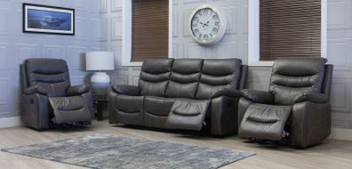 NEW 3+1+1 Grey Leather Sofa Set