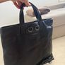 Navy leather tote bag Image 3