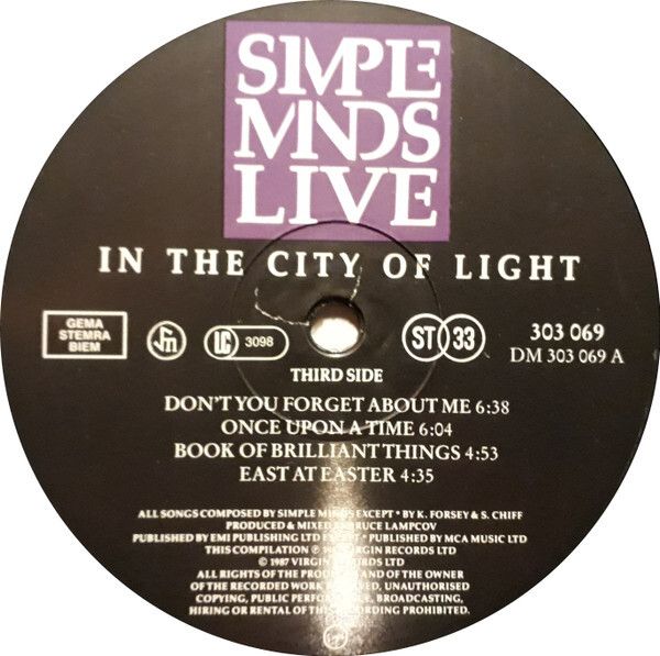 Simple Minds  Live In The City Of Light X2LPS