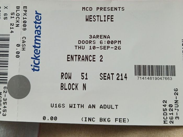 SWAP 2 westlife tickets sept 10th for fri 11th