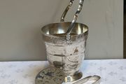 Price drop Vintage Epns Silverware Ice bucket , strainer &amp; tongs.