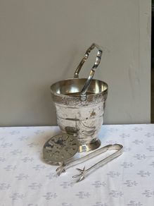 Price drop Vintage Epns Silverware Ice bucket , strainer & tongs.