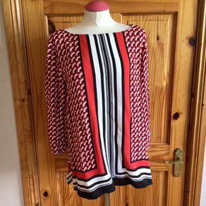 Next Ladies red black and cream blouse top Uk 16 postage included