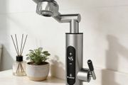 Electric Hot Water Tap Flexible Nozzle, Instant Heating Tap 220V 3400W, Stainless Steel Water Heater Tap, Supply Hot and Cold Water Electric Faucet with Temperature Display for Bathroom, Kitchen Sink