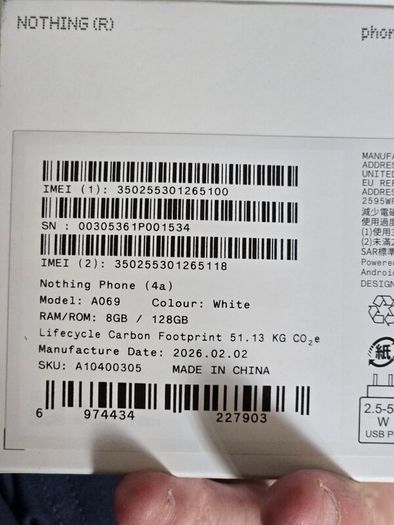 Nothing Phone 4a 128gb 8GB Fully Boxed Brand Warranty