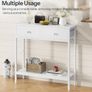 Slim Console Table, Narrow Console Table with 2 Drawers, Hallway Table with Storage, Small Side Table for Small Spaces, Living Room, Entryway, Kitchen, Bedroom, White Image 4