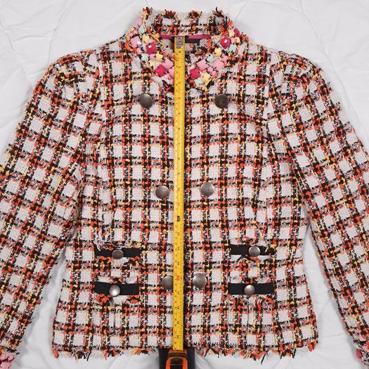 Next Orange White Tweed Jacket Boucle Blazer 10UK/38EU