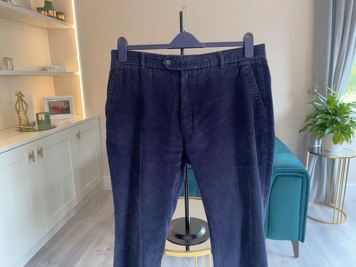 Mens Navy Corduroy Trousers from Gurteen