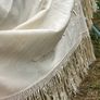 Antique Silk twill cream shawl embroidered deep fringe Image 9