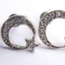 Vintage Sterling Silver 925  Moon and Star Stud Earrings 1,3g Image 4