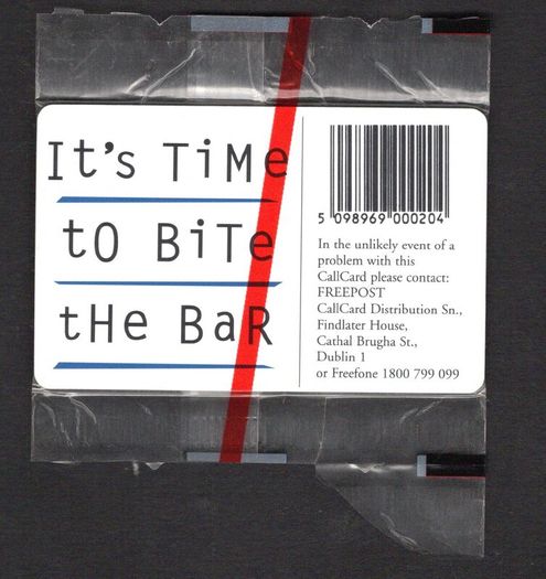 1995 Ireland 10 unit Cadbury's Time Out '95 "It's Time to Bite the Bar" (Schlumberger SC7) Call Card Used. Telecom Eireann card number 1101.
