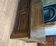 Solid Hardwood Coffee Table with 4 Storage Drawers, Dark Walnut Finish