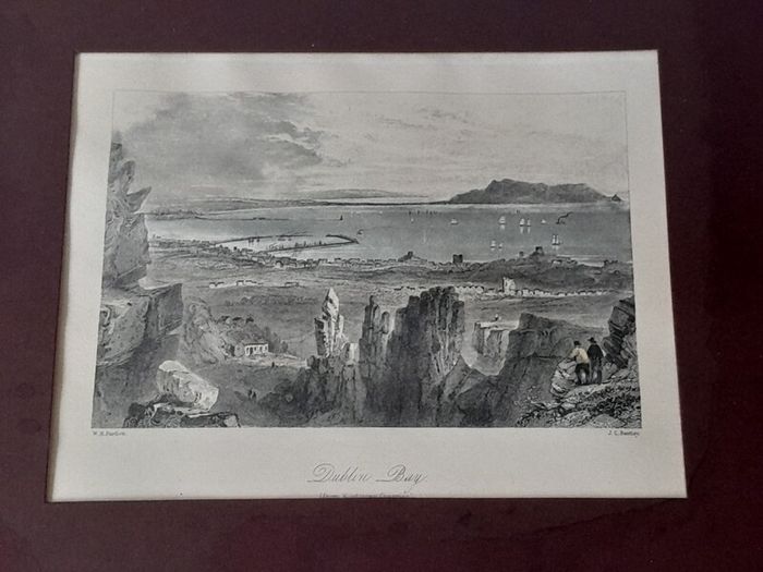 Old 19th C Framed Print of Dublin Bay