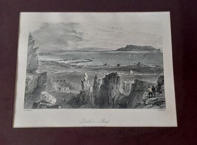 Old 19th C Framed Print of Dublin Bay