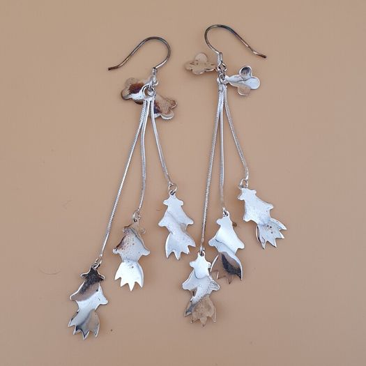 Sterling 925 Silver Cascading Leaf Drop Earrings